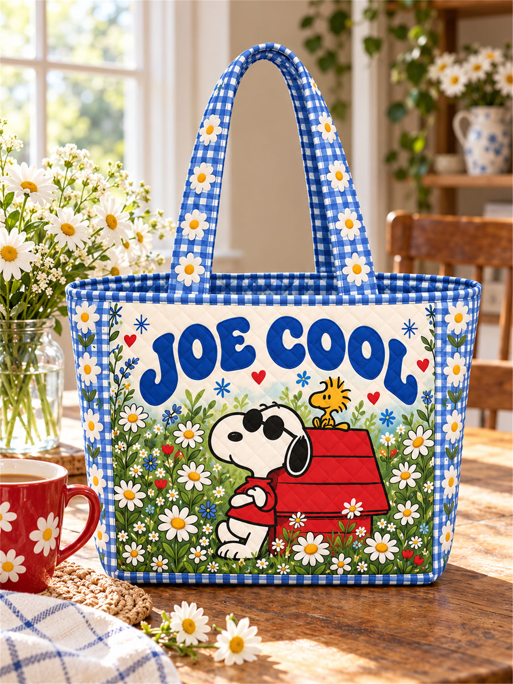 cool days daisy garden blueberry gingham 03 table