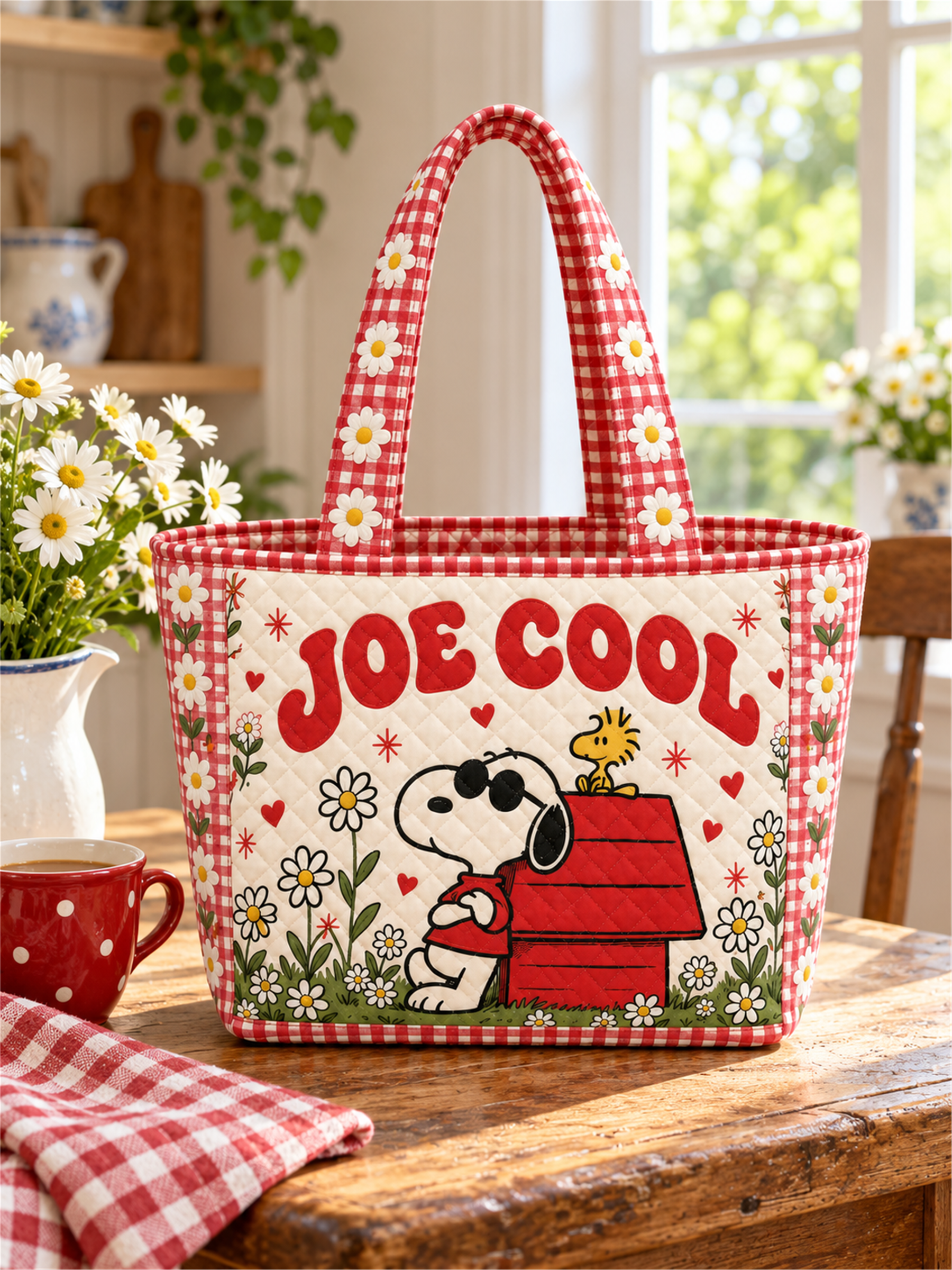 cool days daisy garden cherry gingham 03 table